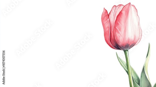 Wallpaper Mural Watercolor illustration of a pink tulip against a white backdrop Torontodigital.ca