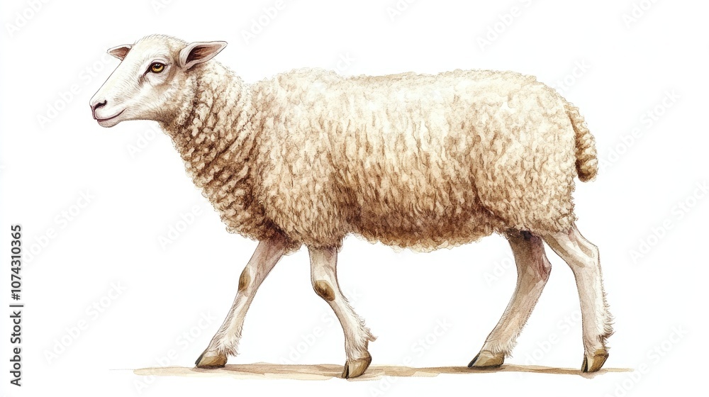 Obraz premium Charming hand painted watercolor illustration of a sheep