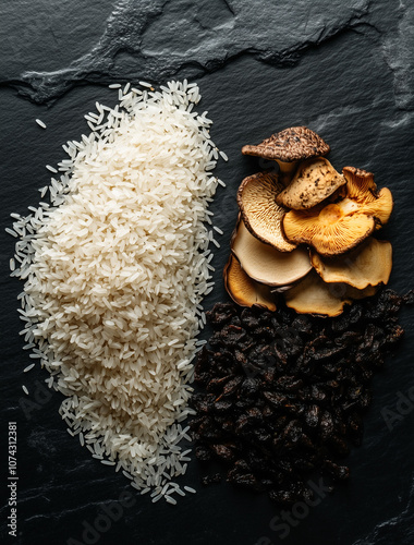 Vialone Nano Rice in Truffle Oil vs. Porcini Mushroom: Nutritional Advantages Highlighted with Gourmet Flavors photo