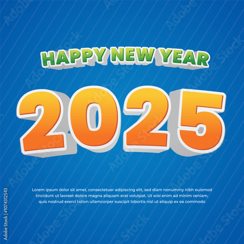 2025 new year text template square banner background with unique style