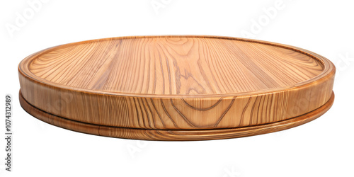 Natural Wood Textured Low Pedestal Stand with Polished Finish for Product Display - Transparent PNG