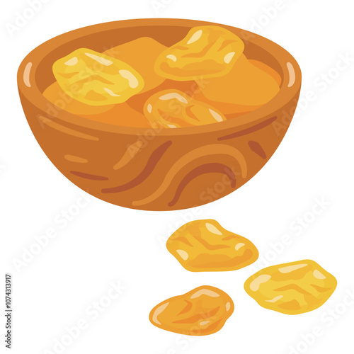 木製ボウルに入ったゴールデンレーズンセット