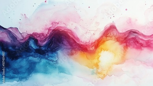 Abstract watercolor illustration with a glowing background