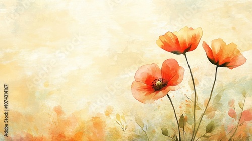 Watercolor floral illustration with a vintage grunge background