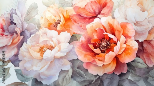 Watercolor illustration of flowers showcasing decorative luxurious elegance Vintage elements in baroque and rococo styles designed for covers textiles and wrapping paper