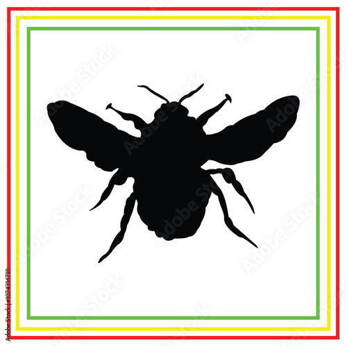 black wasp silhouette vector on white background