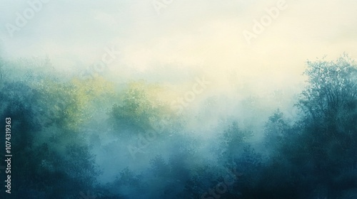 Misty Morning Forest with Grainy Gradients