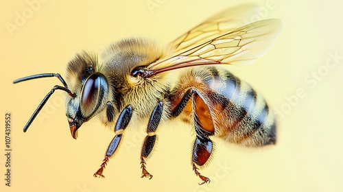 Close up of a Honey Bee in Flight Macro Photography