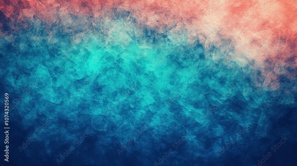 Obraz premium Gradient background with glowing indigo, teal, and coral tones, fine noise texture creating depth and movement, for a dynamic visual display