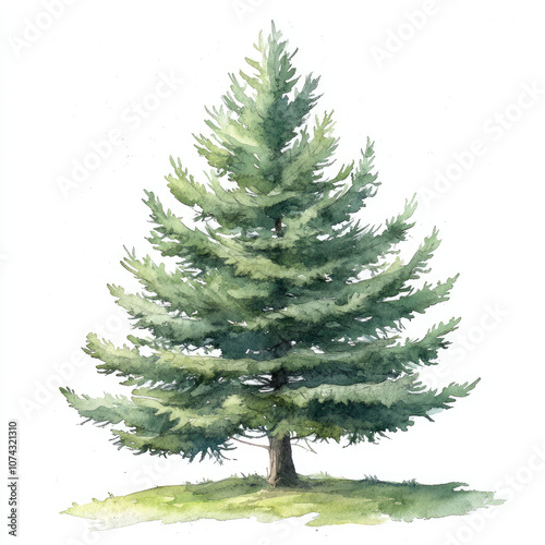 Watercolor Playful White Cedar Tree Illustration photo