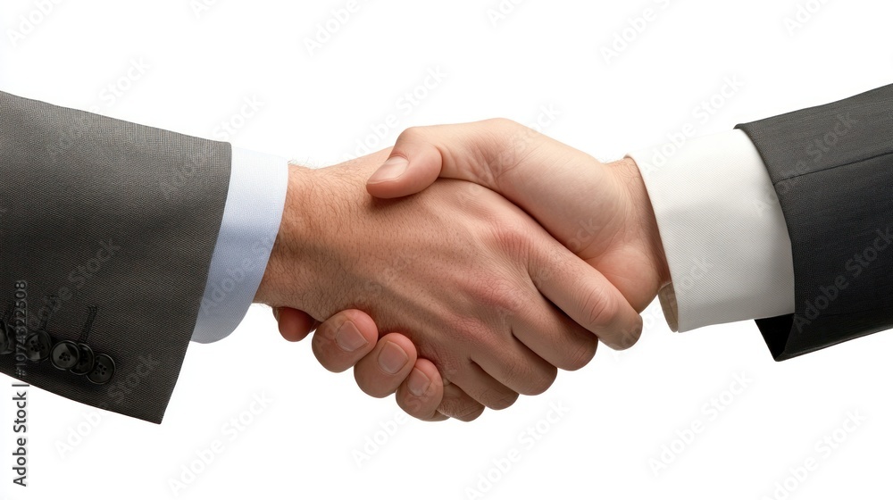 Two hands engaged in a handshake, symbolizing agreement or partnership. Two hands engaged in a handshake, symbolizing agreement or partnership.