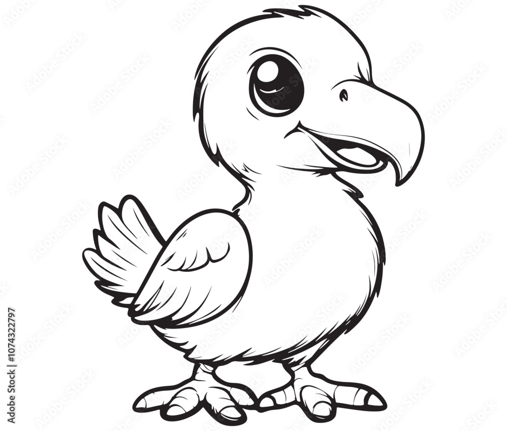 Hand drawn vector illustration of a bird, Cute baby cartoon bird icon Hand drawn vector illustration of a bird, Cute baby cartoon bird icon