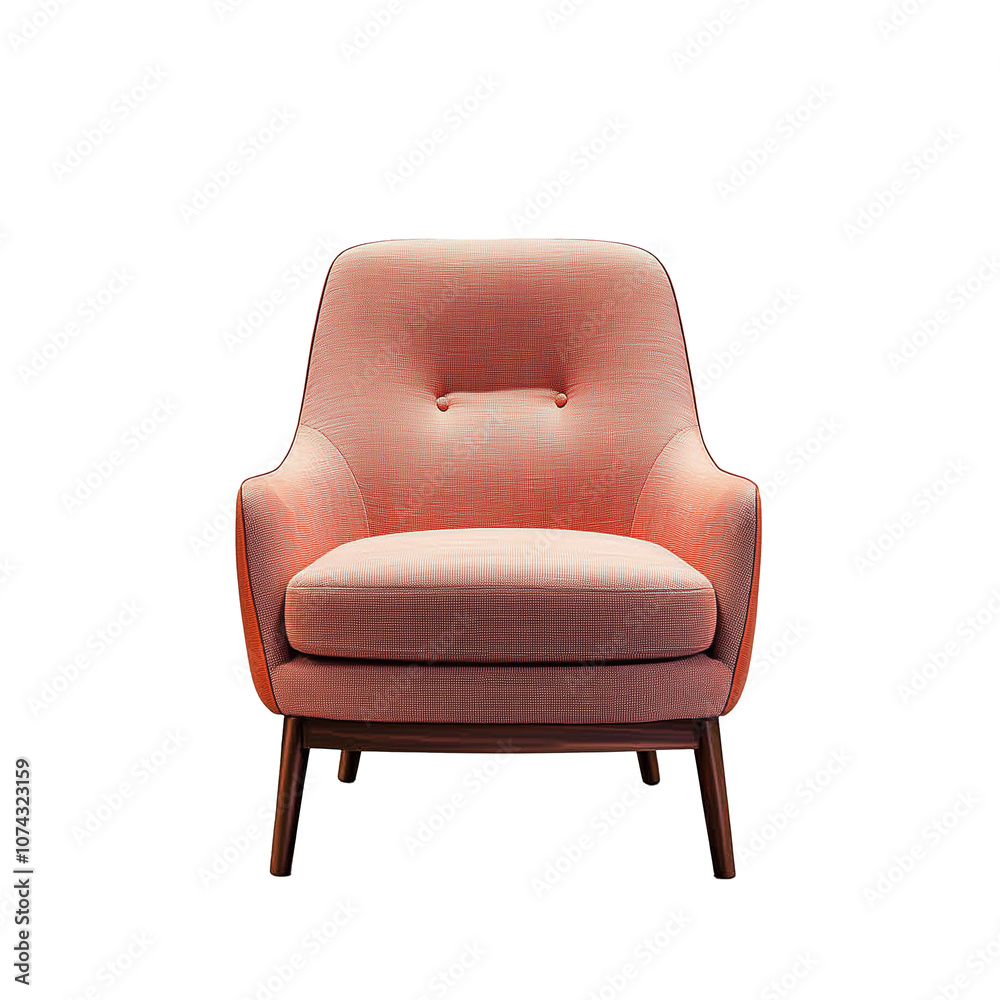 Sophisticated coral armchair with a stylish design set against a transparent background. Perfect for enhancing modern interiors, offering comfort and a touch of elegance. Sophisticated coral armchair with a stylish design set against a transparent background. Perfect for enhancing modern interiors, offering comfort and a touch of elegance.