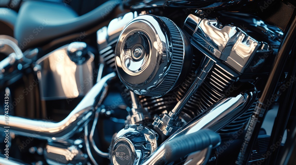 Close-up of a Polished Motorcycle Engine Close-up of a Polished Motorcycle Engine