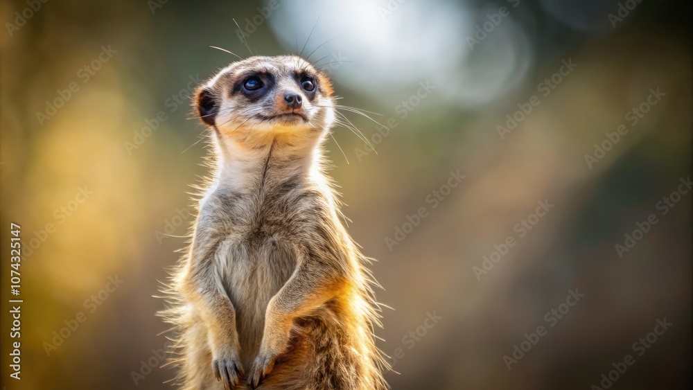 Funny Meerkat Standing on Hind Legs in Minimalist Style Funny Meerkat Standing on Hind Legs in Minimalist Style