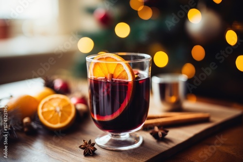 Mulled wine christmas drink glass.