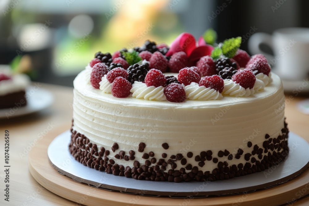 custom made wallpaper toronto digitalDelicious white chocolate cake decorated with fresh fruits and chocolate chips