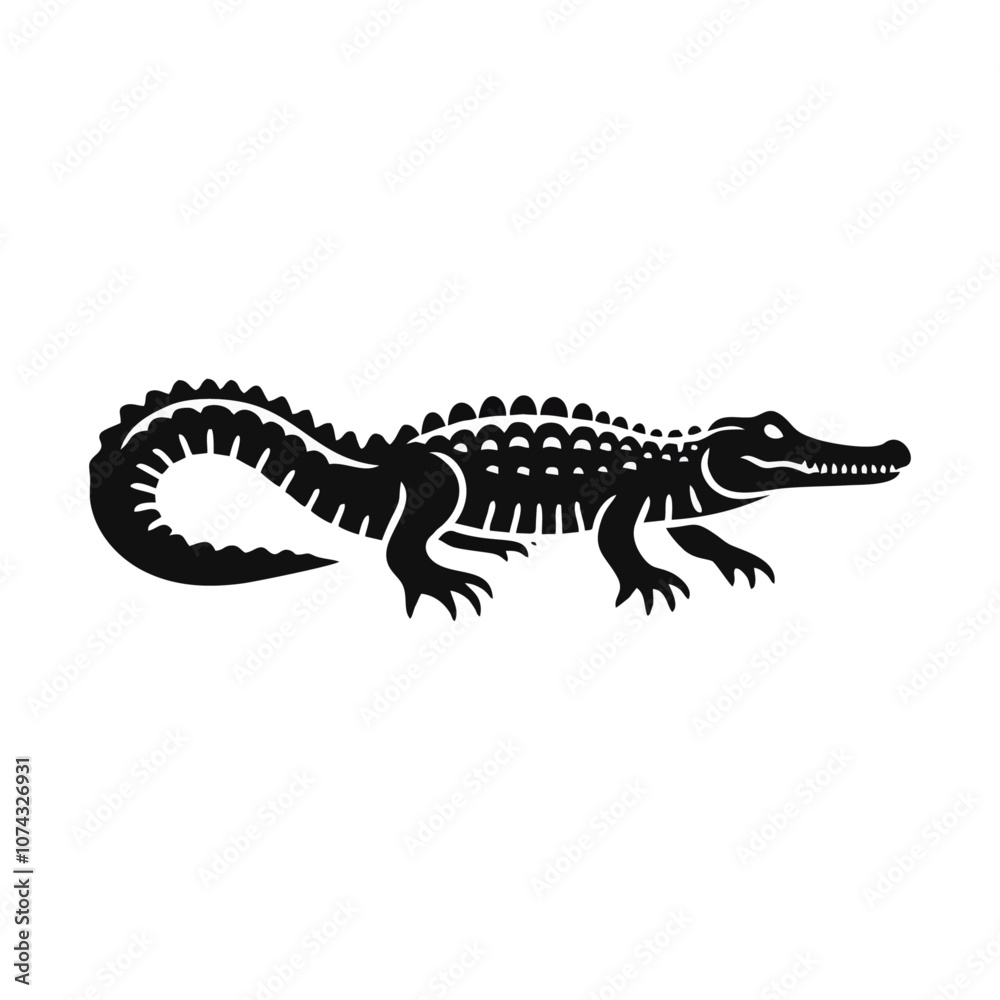 Naklejka premium crocodile alligator icon silhouette black white