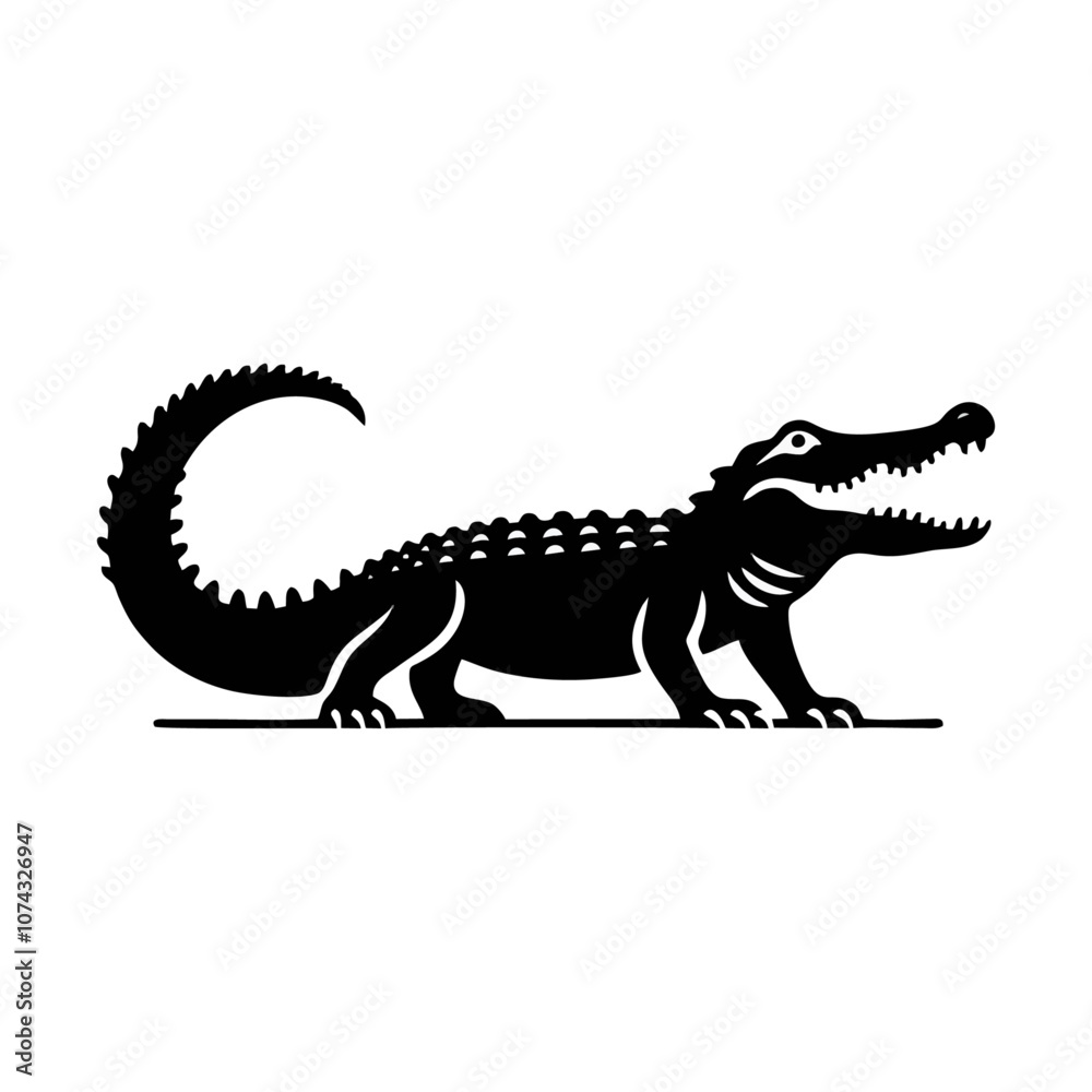 Fototapeta premium crocodile alligator icon silhouette black white