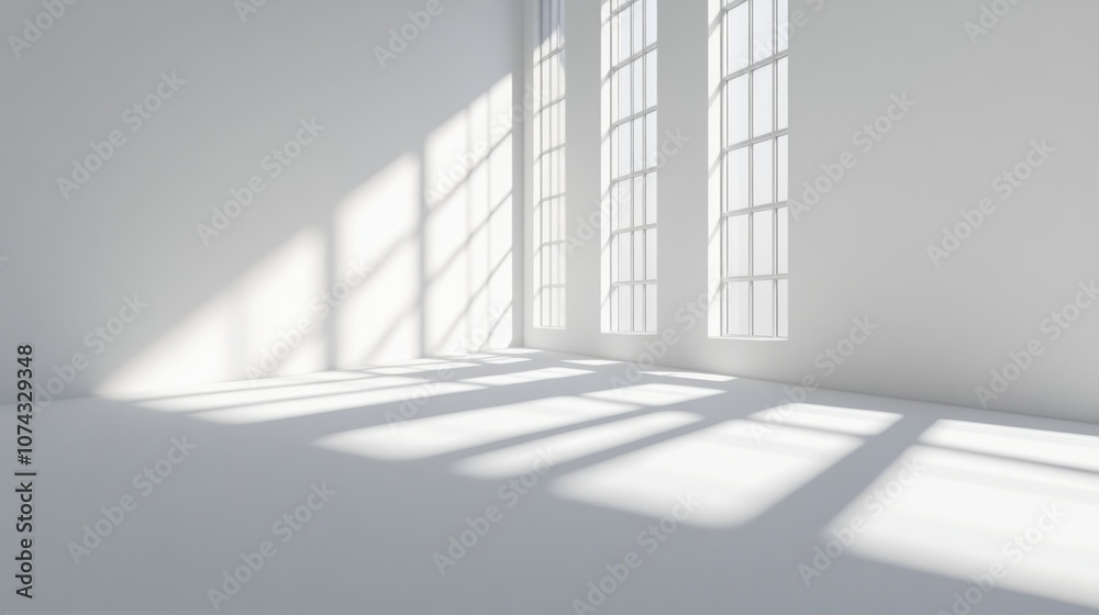 Fototapeta premium Bright white background with a gentle gradient from pure white to light grey, adding a soft shadow effect