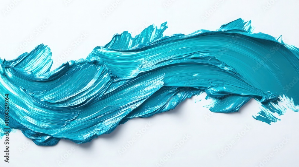 Glossy teal paint brushed in bold, textured strokes over a white surface, giving an abstract impression of flowing water, Glossy teal paint brushed in bold, textured strokes over a white surface, giving an abstract impression of flowing water,