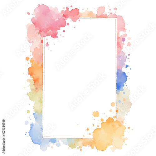 A vibrant and colorful watercolor frame in shades of pink, blue, and orange. Perfect for designs, invitations, or social media graphics.