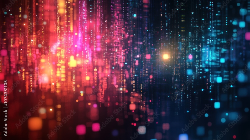 Futuristic background with floating holographic shapes in vibrant colors, set against a dark, digital-inspired backdrop Futuristic background with floating holographic shapes in vibrant colors, set against a dark, digital-inspired backdrop