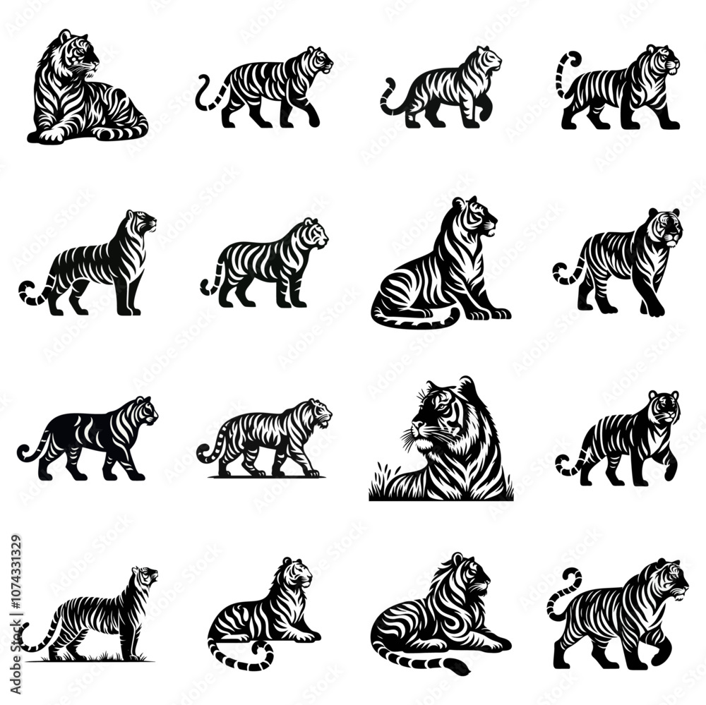 Obraz premium tiger icon silhouette black white