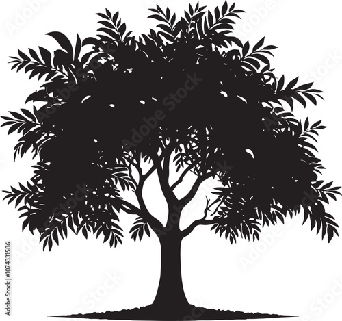 Generate vector silhouette ''  Tree  '' image with white background