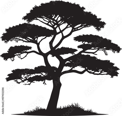 Generate vector silhouette ''  Tree  '' image with white background