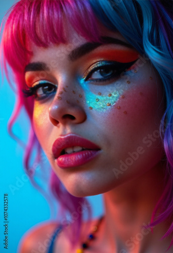 Colorful Makeup and Hair