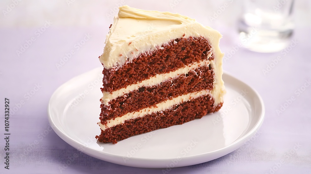 Delicious Red Velvet Cake Slice with Cream Cheese Frosting Delicious Red Velvet Cake Slice with Cream Cheese Frosting