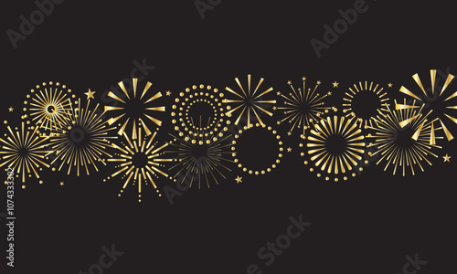 Fireworks background, fireworks vector border, frame. Christmas, New Year background. Vector illustration. EPS 10