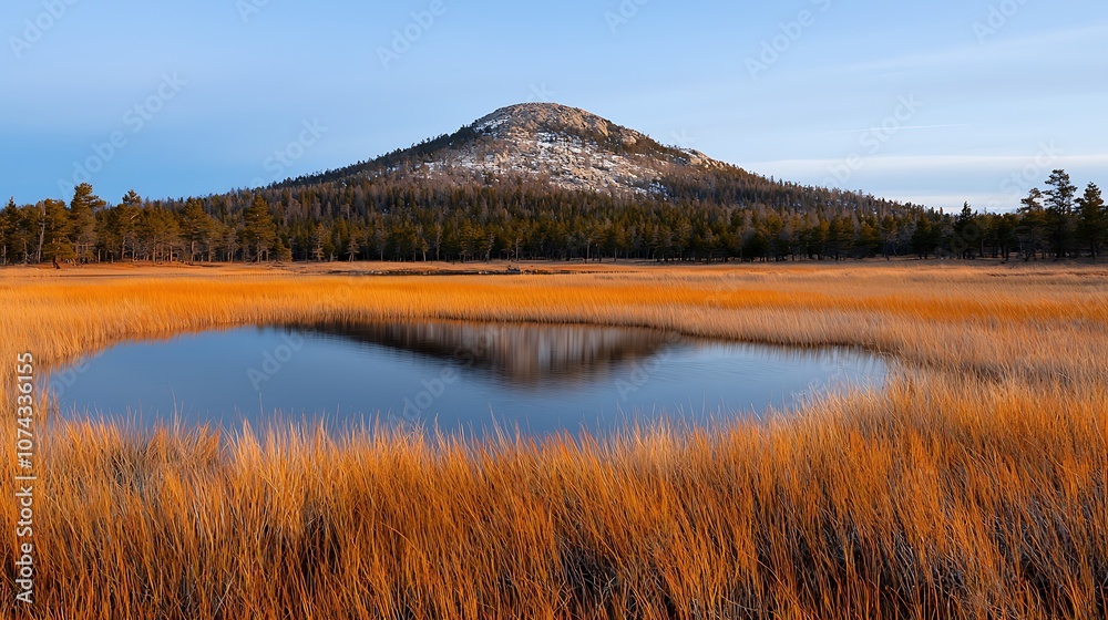 Explore the majestic beauty of the tranquil wetlands surrounded by towering mountains Explore the majestic beauty of the tranquil wetlands surrounded by towering mountains