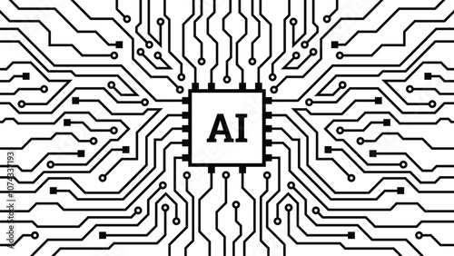 A Futuristic Vector Design Showcasing the Intersection of Technology and Artificial Intelligence in Modern Innovation. 