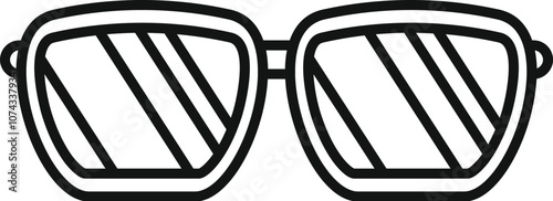 Stylish square sunglasses reflecting sunlight, a simple yet iconic representation of summer eyewear