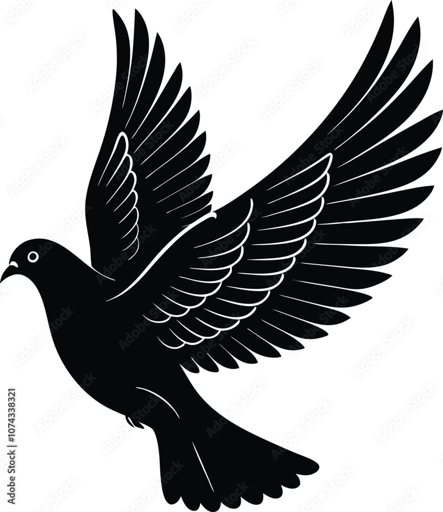 Obraz premium Dove Is Flying Vector Art, Illustration with Plane Icon Logo