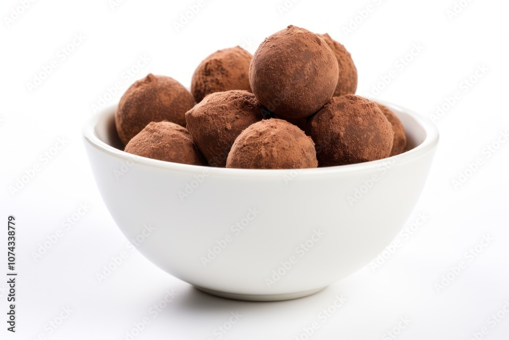 Chocolate truffles bowl dessert food. Chocolate truffles bowl dessert food.