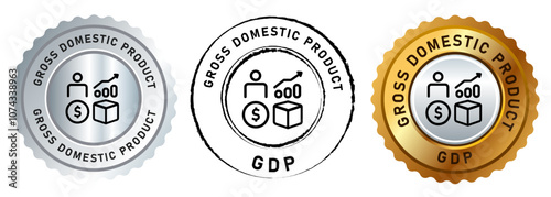GDP Gross domestic product icon set emblem label seal design illustration