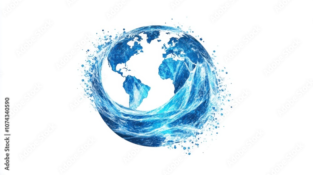 Water Element with Artistic Earth Globe Design Water Element with Artistic Earth Globe Design