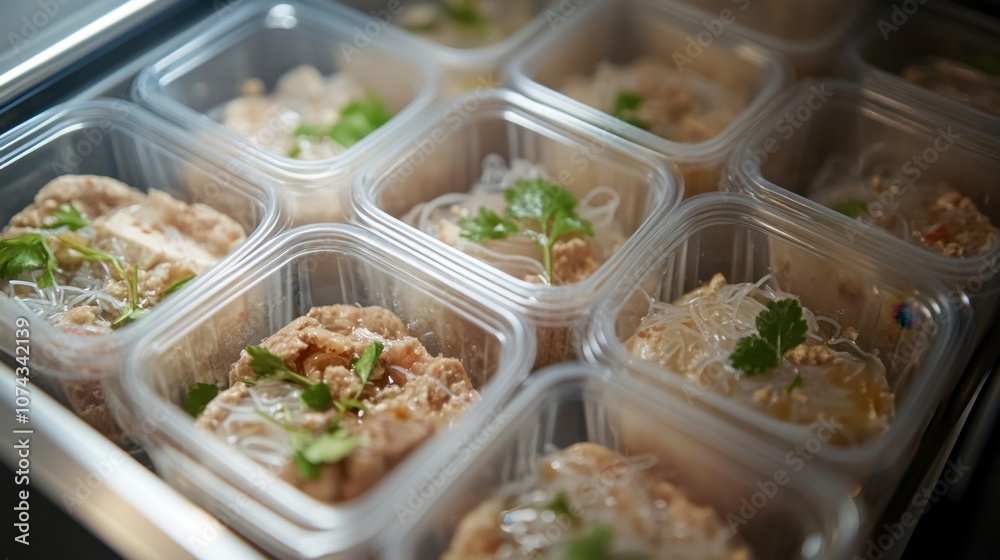 Fresh Meal Prep Containers with Noodles and Greens Fresh Meal Prep Containers with Noodles and Greens
