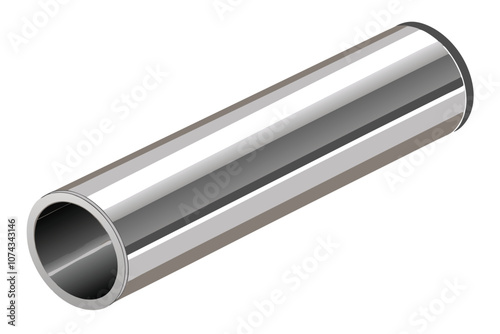 Stainless Steel Pipe - Durable and Sleek Tubing for Industrial Use, Isolated on White Background.