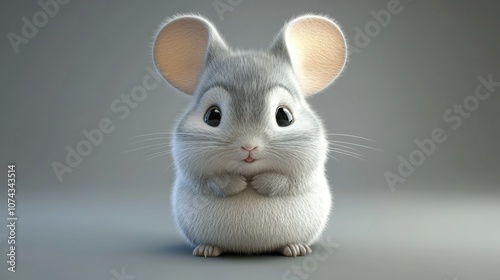 Cute 3D Cartoon Chinchilla with Soft Fur