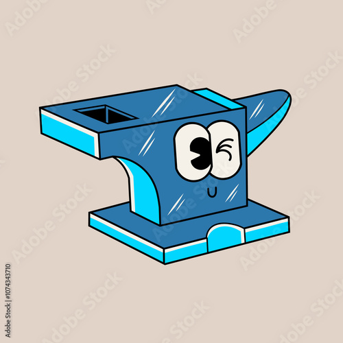 Doodle cute character illustration steel anvil sticker
