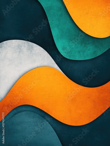 Wallpaper Mural Orange and Green Waves Abstract Art Torontodigital.ca