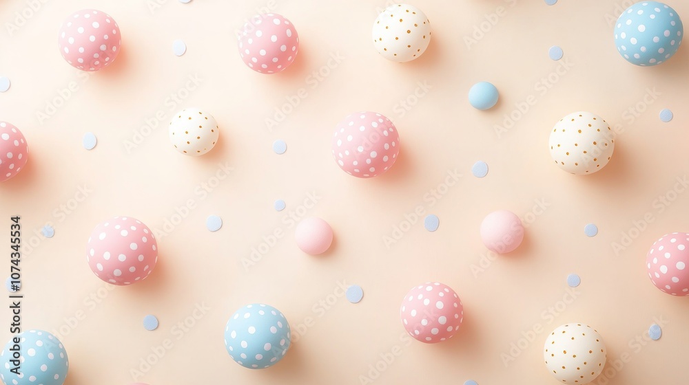 Patterned background with soft pastel polka dots on a light background, adding a playful and cheerful feel Patterned background with soft pastel polka dots on a light background, adding a playful and cheerful feel