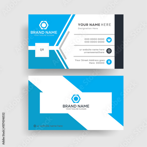 Modern business card vector design. double sided creative business card template, blue corporate business card inspiration