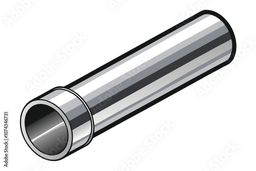 Stainless Steel Pipe - Durable and Sleek Tubing for Industrial Use, Isolated on White Background.