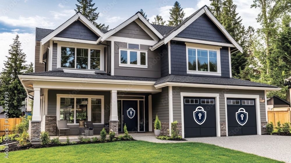 Modern Suburban House with Security Features Modern Suburban House with Security Features