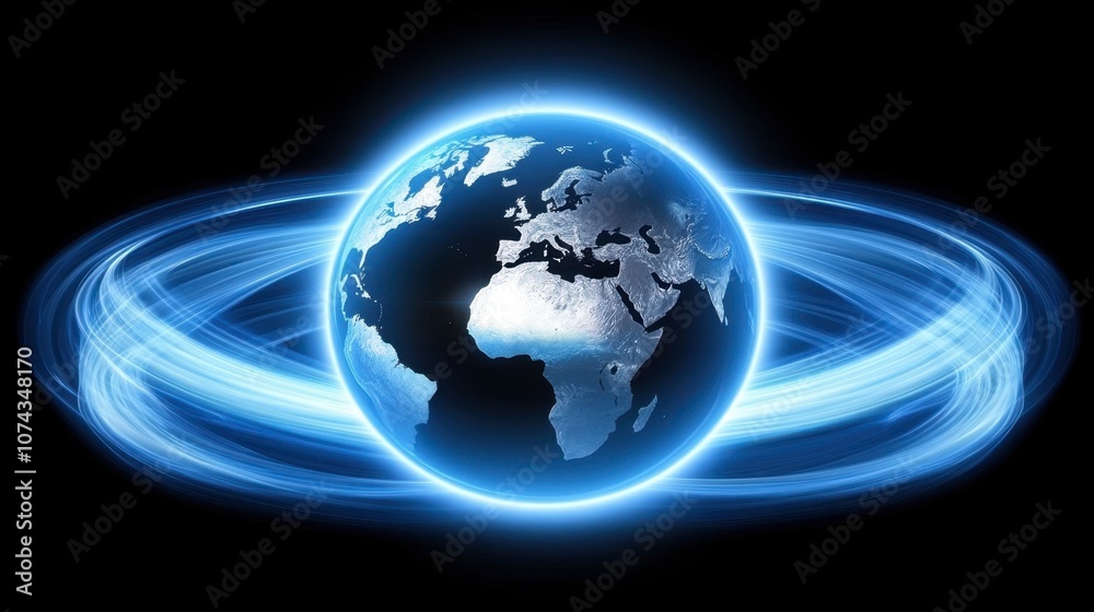 Vibrant Earth with Energy Swirls in Space Vibrant Earth with Energy Swirls in Space